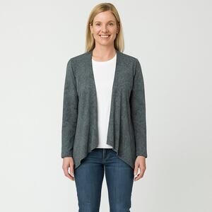 2/$30 Eastern Mountain Sports Doodle Open Cardigan Gray Small #A0513 TRB3